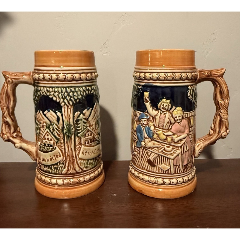Vintage German Style Beer Steins Lot of 2 Made in Japan